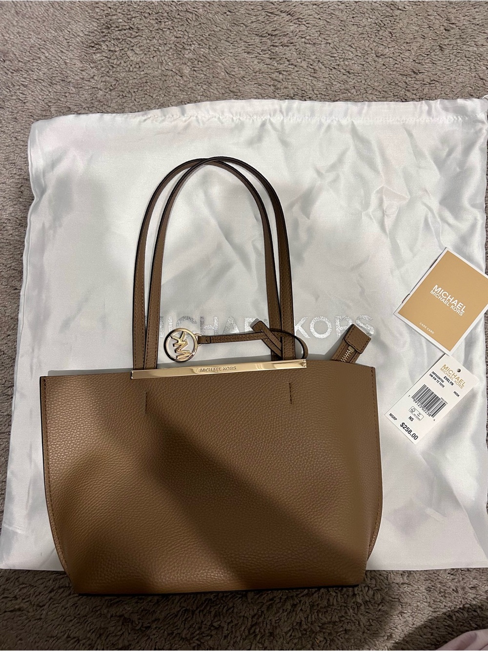 Michael Kors Tan Pebbled Leather Tote with Gold Hardware